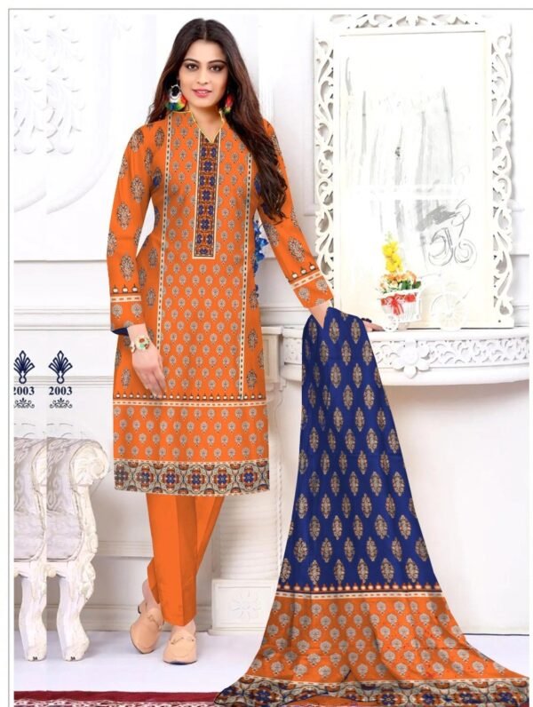 Orient's 03 Piece Khaddar Suit - Orange